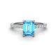 1 - Charlotte Desire 8x6 mm Emerald Cut Blue Topaz and Round Diamond Hidden Halo Engagement Ring 