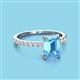 3 - Charlotte Desire 8x6 mm Emerald Cut Blue Topaz and Round Diamond Hidden Halo Engagement Ring 