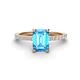 1 - Charlotte Desire 8x6 mm Emerald Cut Blue Topaz and Round Diamond Hidden Halo Engagement Ring 