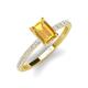 4 - Charlotte Desire 8x6 mm Emerald Cut Citrine and Round Diamond Hidden Halo Engagement Ring 