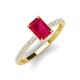 4 - Charlotte Desire 8x6 mm Emerald Cut Ruby and Round Diamond Hidden Halo Engagement Ring 