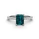 1 - Charlotte Desire 8x6 mm Emerald Cut London Blue Topaz and Round Diamond Hidden Halo Engagement Ring 