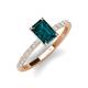 4 - Charlotte Desire 8x6 mm Emerald Cut London Blue Topaz and Round Diamond Hidden Halo Engagement Ring 