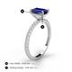 5 - Charlotte Desire 8x6 mm Emerald Cut Blue Sapphire and Round Diamond Hidden Halo Engagement Ring 
