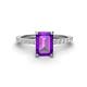 1 - Charlotte Desire 8x6 mm Emerald Cut Amethyst and Round Diamond Hidden Halo Engagement Ring 