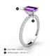 5 - Charlotte Desire 8x6 mm Emerald Cut Amethyst and Round Diamond Hidden Halo Engagement Ring 