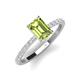 4 - Charlotte Desire 8x6 mm Emerald Cut Peridot and Round Diamond Hidden Halo Engagement Ring 