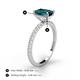 5 - Charlotte Desire 8x6 mm Emerald Cut London Blue Topaz and Round Diamond Hidden Halo Engagement Ring 
