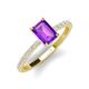 4 - Charlotte Desire 8x6 mm Emerald Cut Amethyst and Round Diamond Hidden Halo Engagement Ring 