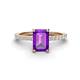 1 - Charlotte Desire 8x6 mm Emerald Cut Amethyst and Round Diamond Hidden Halo Engagement Ring 