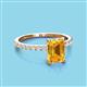 3 - Charlotte Desire 8x6 mm Emerald Cut Citrine and Round Diamond Hidden Halo Engagement Ring 