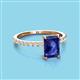 3 - Charlotte Desire 8x6 mm Emerald Cut Iolite and Round Diamond Hidden Halo Engagement Ring 