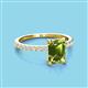 3 - Charlotte Desire 8x6 mm Emerald Cut Peridot and Round Diamond Hidden Halo Engagement Ring 