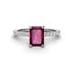 1 - Charlotte Desire 8x6 mm Emerald Cut Rhodolite Garnet and Round Diamond Hidden Halo Engagement Ring 
