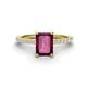 1 - Charlotte Desire 8x6 mm Emerald Cut Rhodolite Garnet and Round Diamond Hidden Halo Engagement Ring 