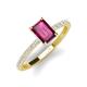 4 - Charlotte Desire 8x6 mm Emerald Cut Rhodolite Garnet and Round Diamond Hidden Halo Engagement Ring 