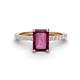 1 - Charlotte Desire 8x6 mm Emerald Cut Rhodolite Garnet and Round Diamond Hidden Halo Engagement Ring 