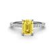 1 - Charlotte Desire 8x6 mm Emerald Cut Yellow Sapphire and Round Diamond Hidden Halo Engagement Ring 