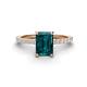1 - Charlotte Desire 8x6 mm Emerald Cut London Blue Topaz and Round Diamond Hidden Halo Engagement Ring 