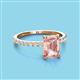 3 - Charlotte Desire 8x6 mm Emerald Cut Morganite and Round Diamond Hidden Halo Engagement Ring 