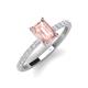 4 - Charlotte Desire 8x6 mm Emerald Cut Morganite and Round Diamond Hidden Halo Engagement Ring 