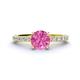 1 - Lillian Desire 6.00 mm Round Lab Created Pink Sapphire and Diamond Engagement Ring 