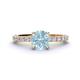 1 - Lillian Desire 6.50 mm Round Aquamarine and Diamond Engagement Ring 