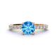 1 - Lillian Desire 6.50 mm Round Blue Topaz and Diamond Engagement Ring 