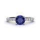 1 - Lillian Desire 6.50 mm Round Iolite and Diamond Engagement Ring 