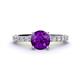 1 - Lillian Desire 6.50 mm Round Amethyst and Diamond Engagement Ring 