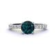 1 - Lillian Desire 6.50 mm Round London Blue Topaz and Diamond Engagement Ring 