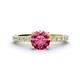 1 - Lillian Desire 6.50 mm Round Pink Tourmaline and Diamond Engagement Ring 