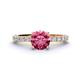 1 - Lillian Desire 6.50 mm Round Pink Tourmaline and Diamond Engagement Ring 