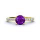 1 - Lillian Desire 6.50 mm Round Amethyst and Diamond Engagement Ring 