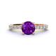 1 - Lillian Desire 6.50 mm Round Amethyst and Diamond Engagement Ring 
