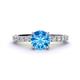 1 - Lillian Desire 6.50 mm Round Blue Topaz and Diamond Engagement Ring 