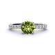 1 - Lillian Desire 6.50 mm Round Peridot and Diamond Engagement Ring 