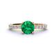 1 - Lillian Desire 6.00 mm Round Emerald and Diamond Engagement Ring 