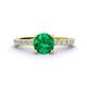 1 - Lillian Desire 6.00 mm Round Emerald and Diamond Engagement Ring 