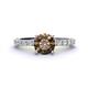 1 - Lillian Desire 6.50 mm Round Smoky Quartz and Diamond Engagement Ring 