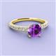 3 - Lillian Desire 6.50 mm Round Amethyst and Diamond Engagement Ring 