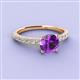 3 - Lillian Desire 6.50 mm Round Amethyst and Diamond Engagement Ring 