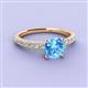 3 - Lillian Desire 6.50 mm Round Blue Topaz and Diamond Engagement Ring 