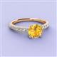 3 - Lillian Desire 6.50 mm Round Citrine and Diamond Engagement Ring 