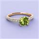 3 - Lillian Desire 6.50 mm Round Peridot and Diamond Engagement Ring 