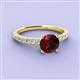 3 - Lillian Desire 6.50 mm Round Red Garnet and Diamond Engagement Ring 