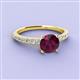 3 - Lillian Desire 6.50 mm Round Rhodolite Garnet and Diamond Engagement Ring 