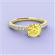 3 - Lillian Desire 6.00 mm Round Lab Created Yellow Sapphire and Diamond Engagement Ring 