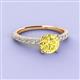 3 - Lillian Desire 6.00 mm Round Lab Created Yellow Sapphire and Diamond Engagement Ring 
