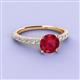 3 - Lillian Desire 6.00 mm Round Ruby and Diamond Engagement Ring 